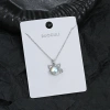 Silver Planet Cat Ear Iride Stone necklace, a unique and dreamy atmosphere for women, a sweet and cool collarbone chain necklace for girls full image